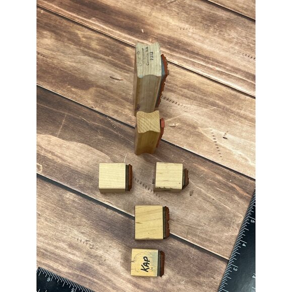 LOT OF 6 HOLIDAY THEMED WOOD MOUNTED RUBBER STAMP MOSTLY UNBRANDED - Picture 2 of 6